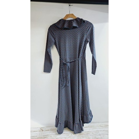 Matilda Jane Wrap Dress Womens SmallTeal Green Ruffle Long Sleeve - Picture 2 of 5